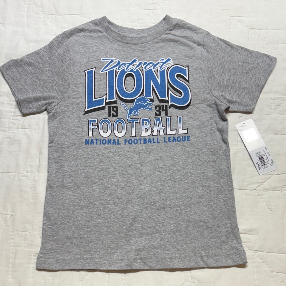 Vintage‎ Detroit Lions 1934 Football T-Shirt Heather Gray NFL Team Apparel NWT